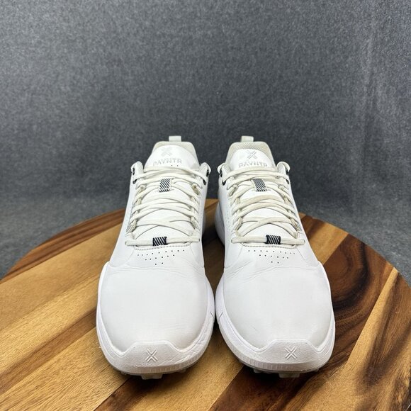 Payntr X 003 Spikeless Golf Shoes Mens 10.5 White Silver Leather Performance - Picture 3 of 12